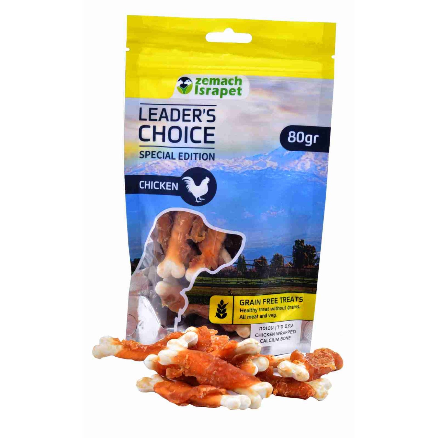 חטיף כלבים לידרס צ'וייס עצם סידן עטופה עוף 80 גרם