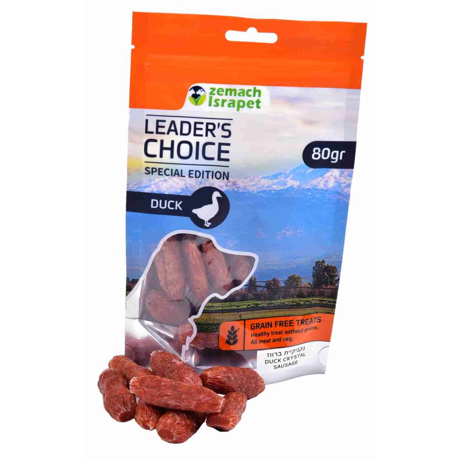 חטיף כלבים לידרס צ'וייס נקניקיות ברווז 80 גרם