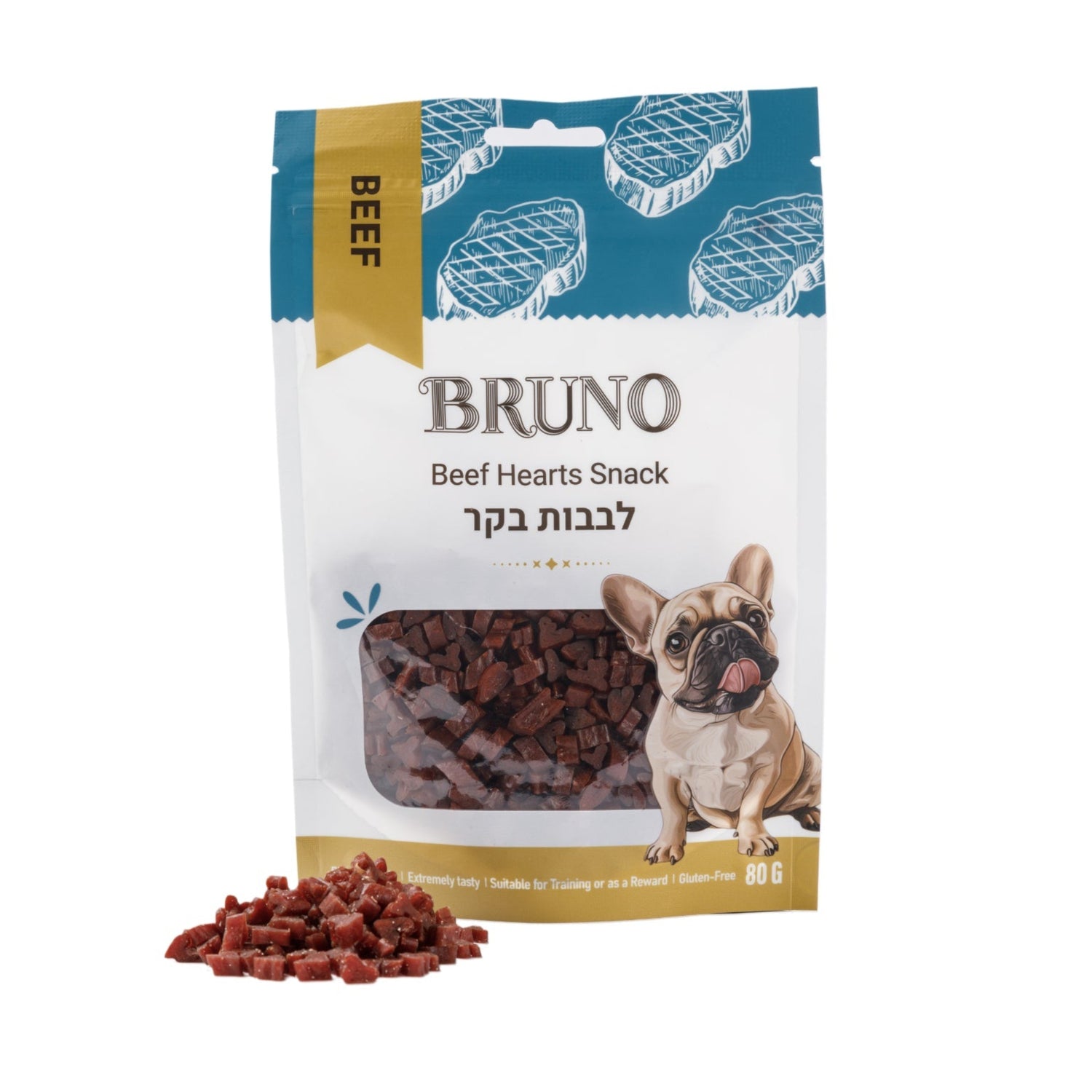חטיף כלבים ברונו לבבות בקר 80 גרם