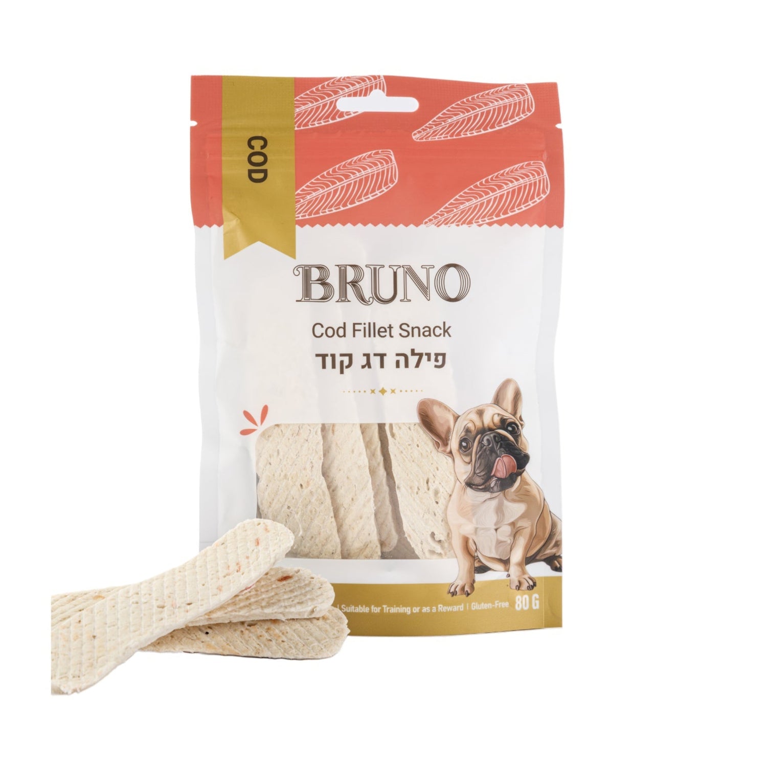 חטיף כלבים ברונו פילה דג קוד 80 גרם