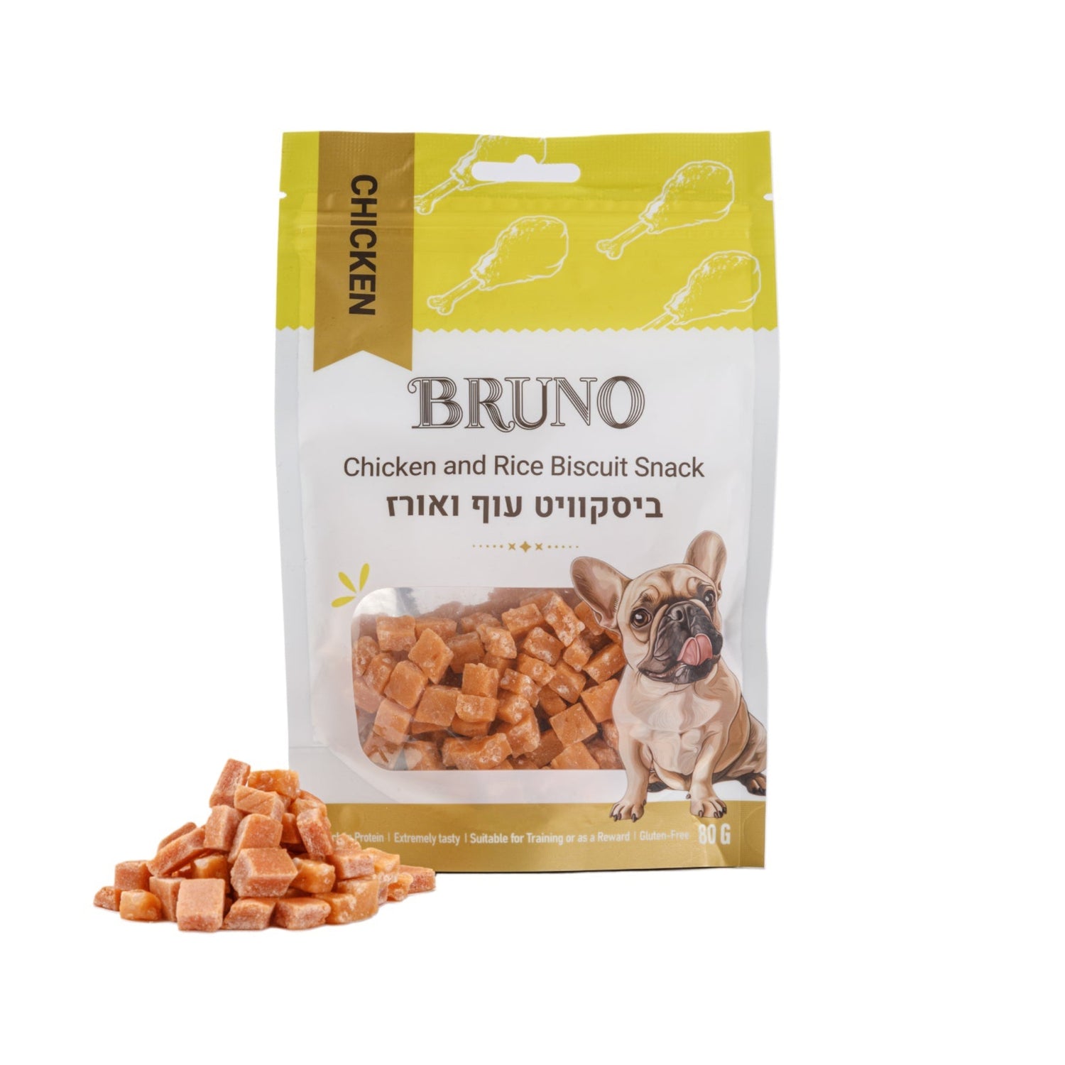 חטיף כלבים ברונו ביסקוויט עוף ואורז 80 גרם