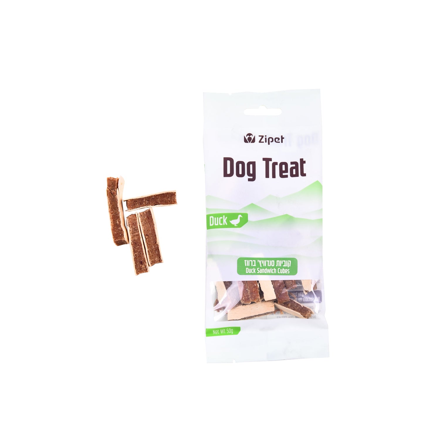חטיף כלבים זי-פט קוביות סנדוויץ' ברווז 50 גרם