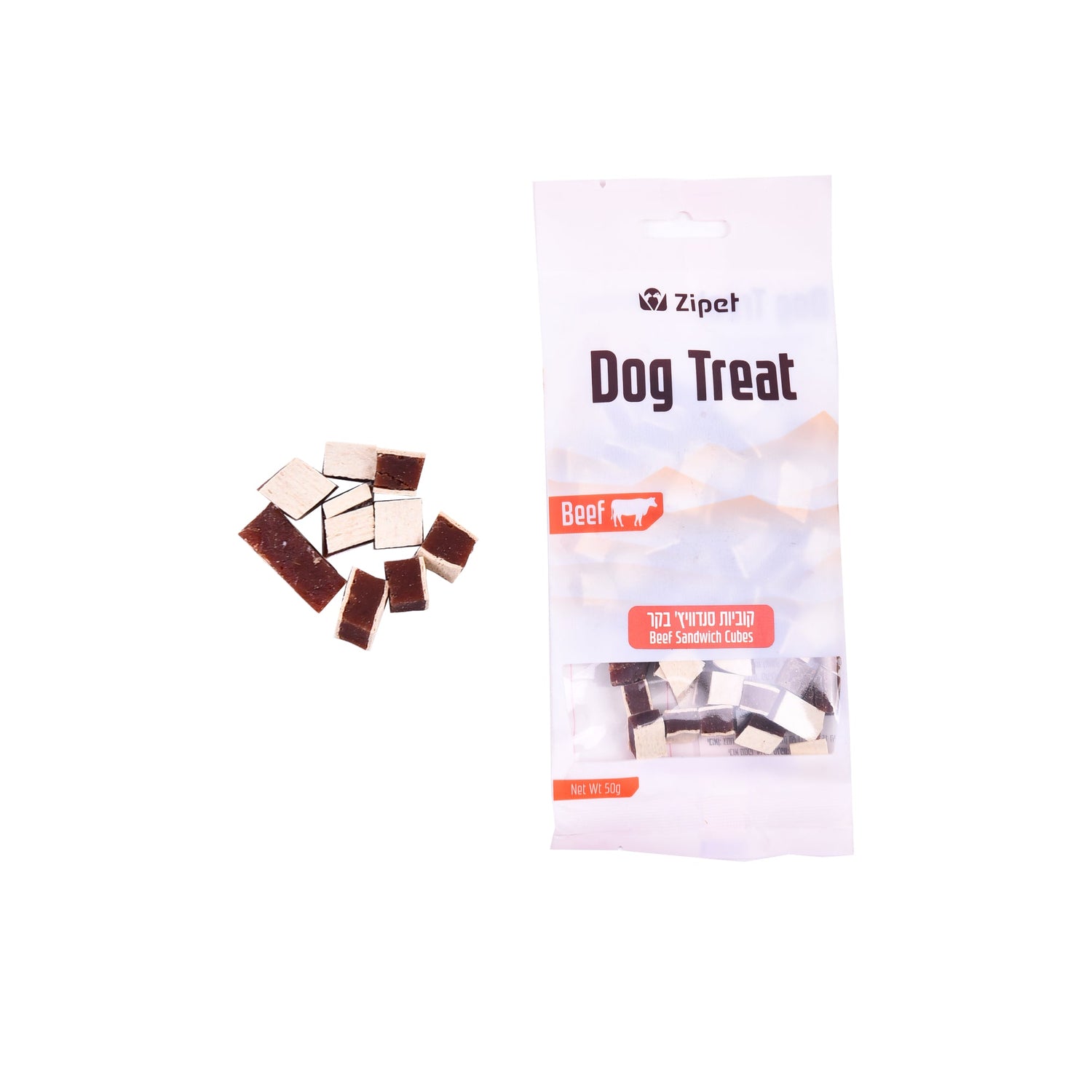 חטיף כלבים זי-פט קוביות סנדוויץ' בקר 50 גרם