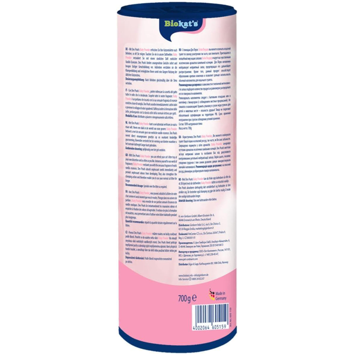 Back view of a cylindrical product packaging with text and instructions.